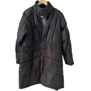 Isis Womens Black Premium Down Full Zip Magnetic Puffer Parka No Hood Size 10